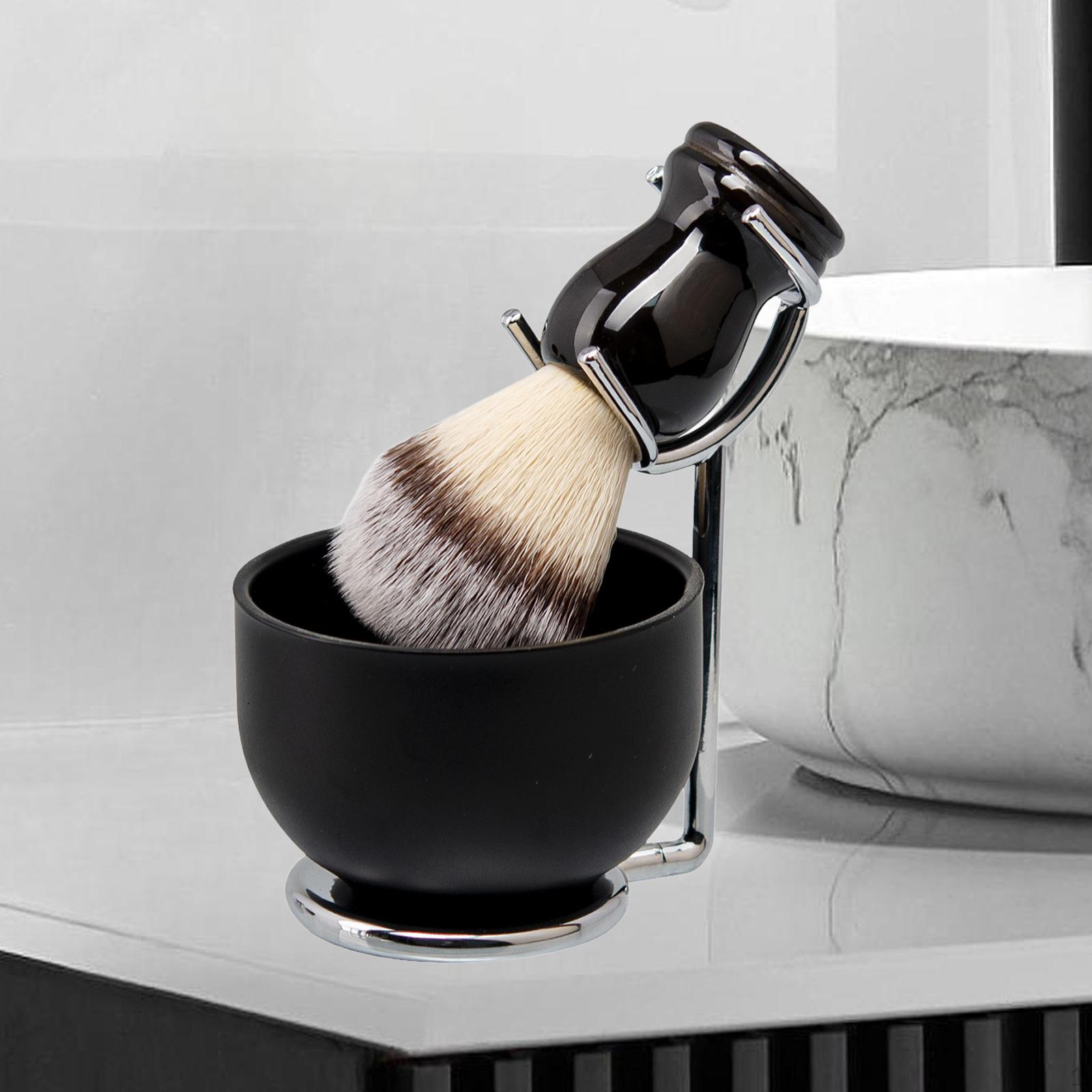 

Набор для бритья из 3 предметов для мужчин: мыльница и держатель для щетки, портативный, легкий и практичный Black