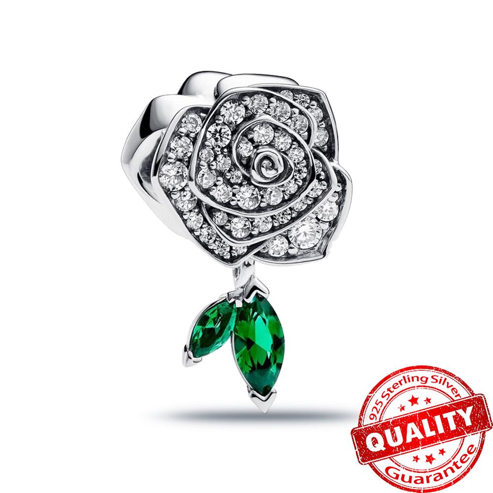 Charm la modă din argint sterling cu floare de panseluță roz, compatibil cu brățara originală, argint 925, charm fluture albastru, bijuterie fină, cadou