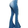 Jeans a zampa elastici a vita alta lunghezza alla caviglia per donna - Stile europeo e americano
