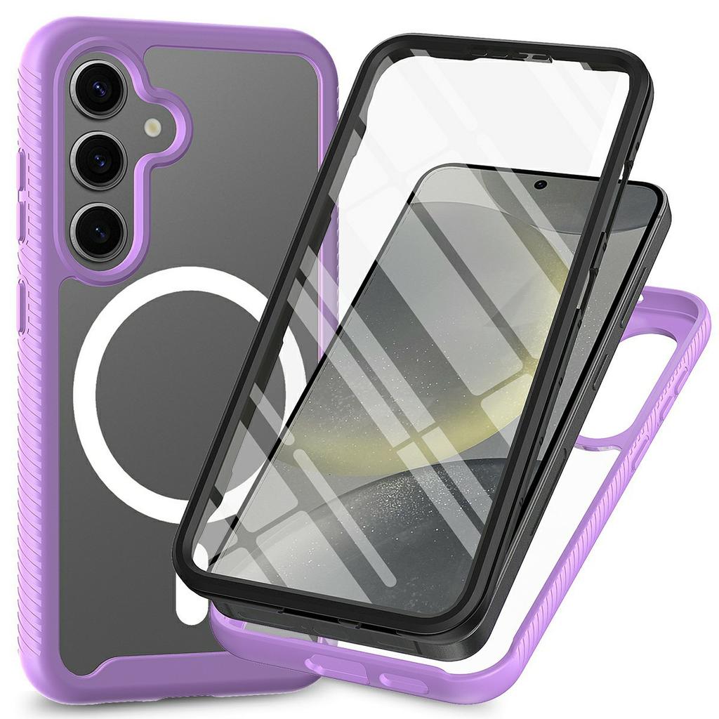 For Samsung Galaxy S25+ Magnetic Case PC+TPU Phone Cover with PET Screen Film All-Around Protection