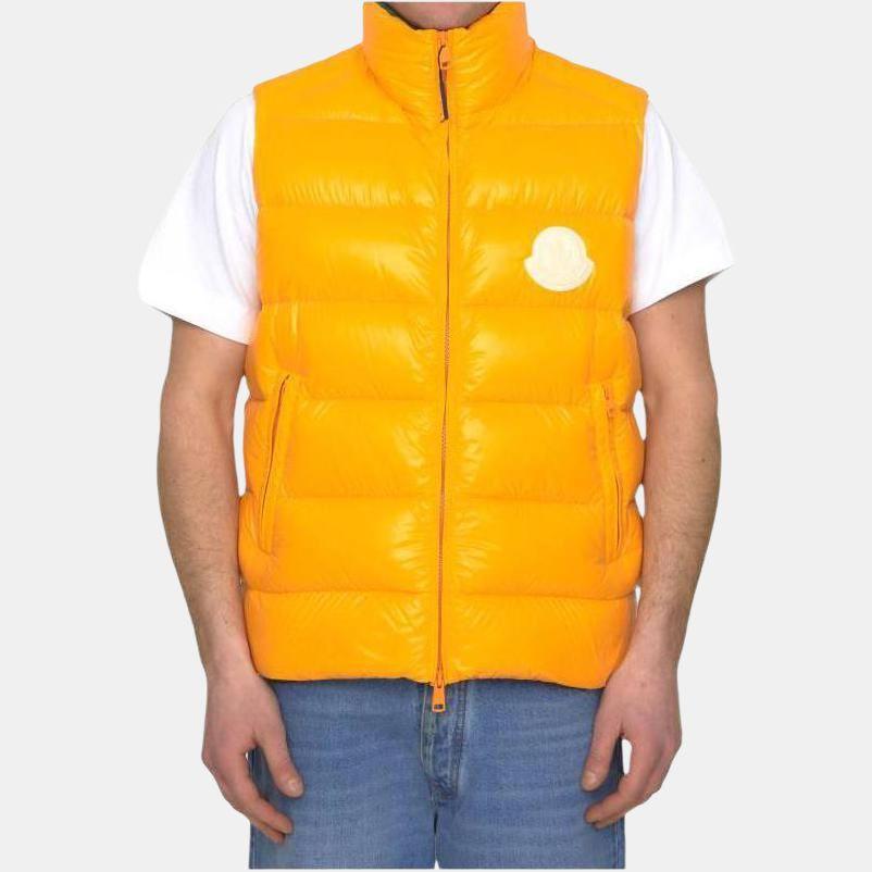 Moncler Down Vests Unisex Yellow Stand Collar Moderate 1A00046M2648P38