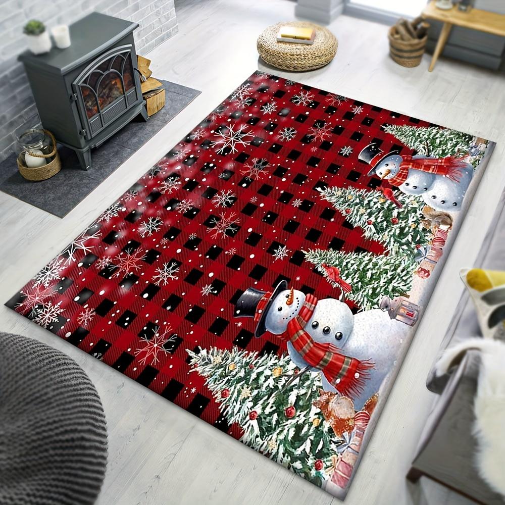 

1pc Christmas Snowman Plaid Pattern Carpet, Area Rug For Living Room Bedroom Room Bed Chair Laundry Entryway Corridor Yard Non-slip Outdoor 60cm by 90cm