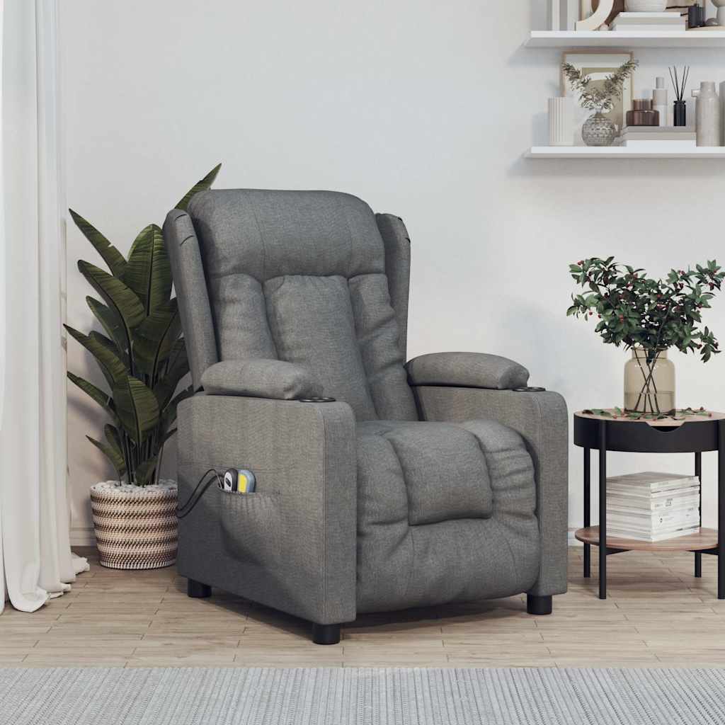 Electric Massage Recliner Dark Grey Fabric