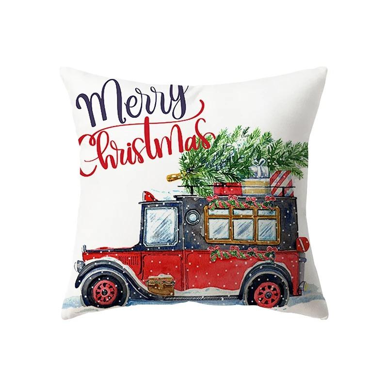 Christmas Decoration Theme Cartoon Print Pattern Cushion Cover For Home Living Room Sofa Pillow Cover