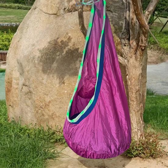 1 Set Kids Therapy Swing with LED Light Strip Indoor Outdoor Ceiling Tree Hanging Hammock Chair with Cushion Special Needs Kids Adults Sensory Swing