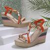 Fashion 2025 New Metal Decor Wedge Sandals for Women Summer Braided Band Platform Gladiator Sandals Woman Thick Bottom Beach Sandals