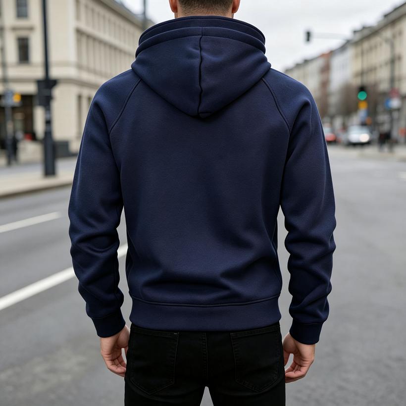 Men's Quarter Zip Hoodie, Half Zip Pullover Sweatshirt with Chest Pockets & Patch Logo, Casual Streetwear for Men