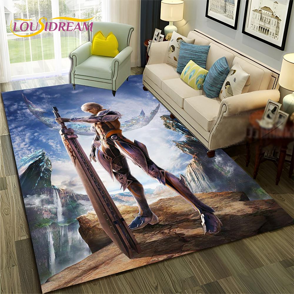 FF14 Gamer HD Final Fantasy Spiel 3D-Teppich für Zuhause, Wohnzimmer, Schlafzimmer, Sofa, Fußmatte, Dekor, Kinderbereich, rutschfeste Bodenmatte