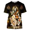 Moda Estiva Nuovi T-shirt Grafiche India Shiva Per Uomo Tendenza Casual Personalità Stampati Oversize Girocollo Manica Corta Magliette Top