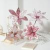 Large Artificial Poinsettia Flower Sequins Sparkling Christmas Glitter Flower Glitter DIY Christmas Flower