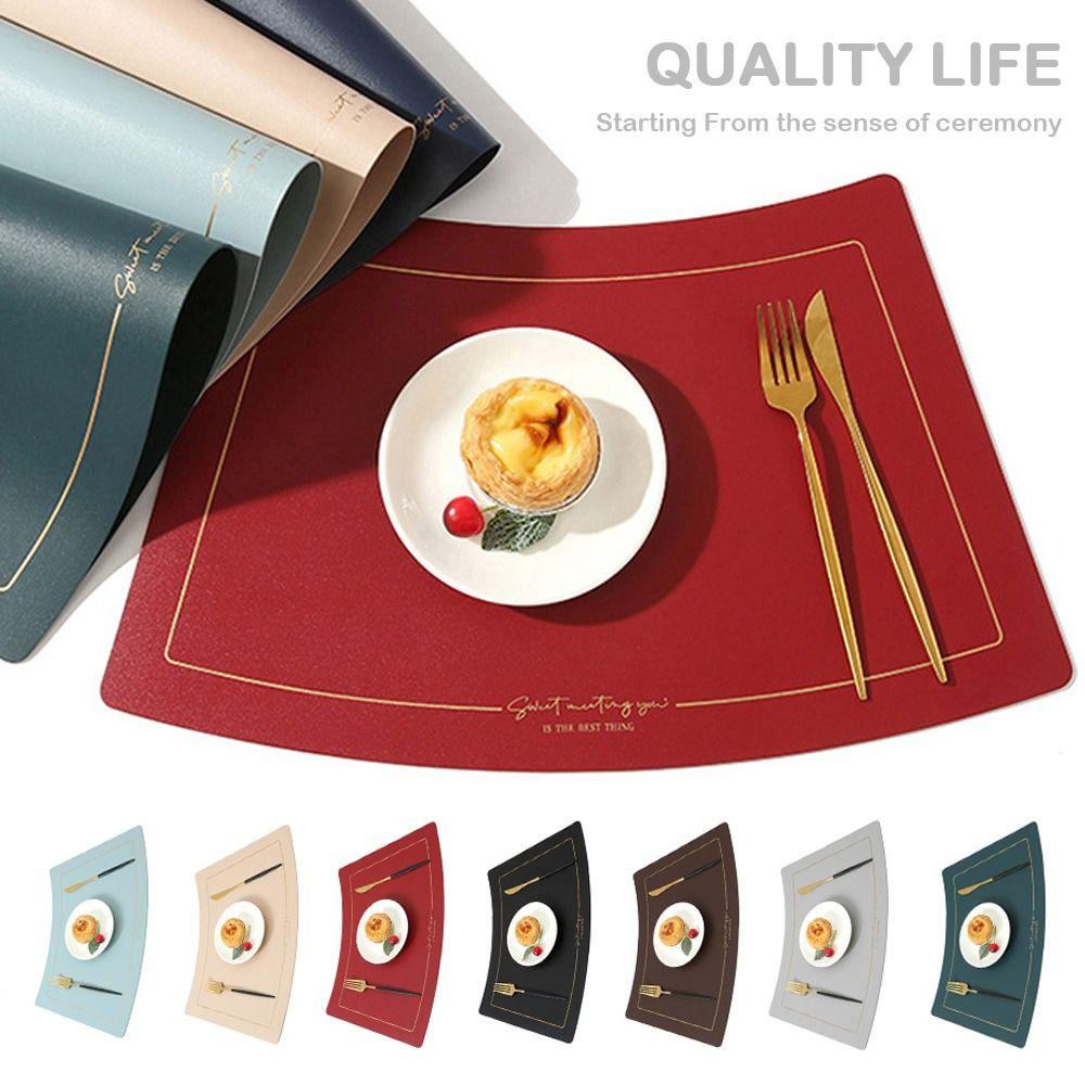 Chinese Style Leather Placemat PU Leather Western Placemat Heat Insulation Mat  Restaurant Use