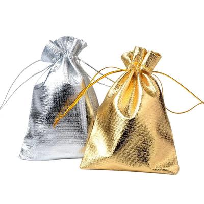 50pcs/lot 7x9 9x12 10x15cm Jewelry Packing Bags Gold Foil Cloth Drawstring Candy Pouches Adjustable Velvet Gift Packing Pouches