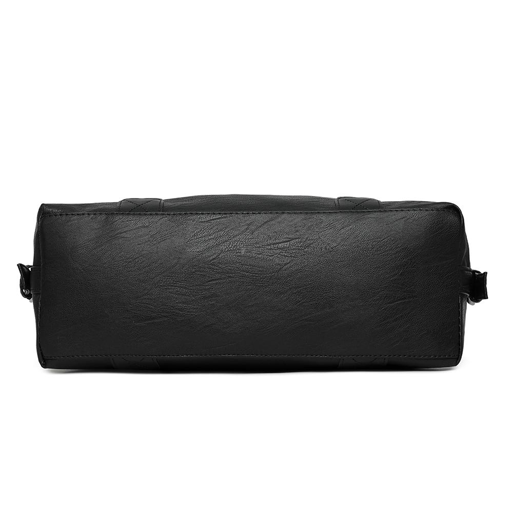 Kadınlar İçin Büyük Kapasiteli Siyah Omuz Çantaları Büyük Alışveriş Çantası Düz Renk Yumuşak Deri Çapraz Çanta Bayan Seyahat Tote Çantası