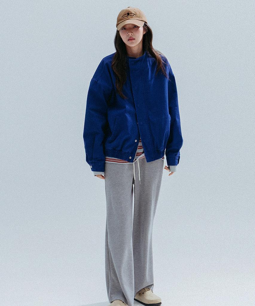 ANNEHEARTS Washed High Neck Jacket_Blue