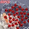 50Pz Ciondoli per Unghie Coccinella Carina Cartoon 3D, Strass Piatto per Unghie per Decorazioni Nail Art Manicure Fai da Te