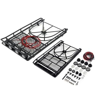 Anti-Rust Metal Car Roof Rack with 4 LED Light Upgrade Modification Parts for Axial SCX10 II RC Crawler 1/10