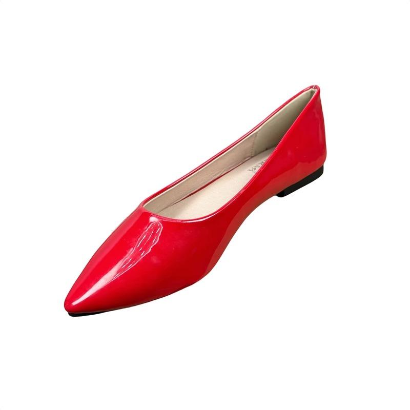 Fashion 2025 New Pointed Toe Women's Flat Shoes Patent Leather Work Boat Shoes Large Size Women Shoes 42 43 Loafers Women Zapatos Mujer