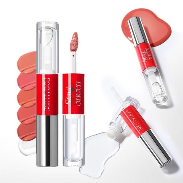 FOCALLURE - Stay Sheen 2 IN 1 liquid Lipstick - 2 Colors #PK01 Maive Mist - 1.2g*2
