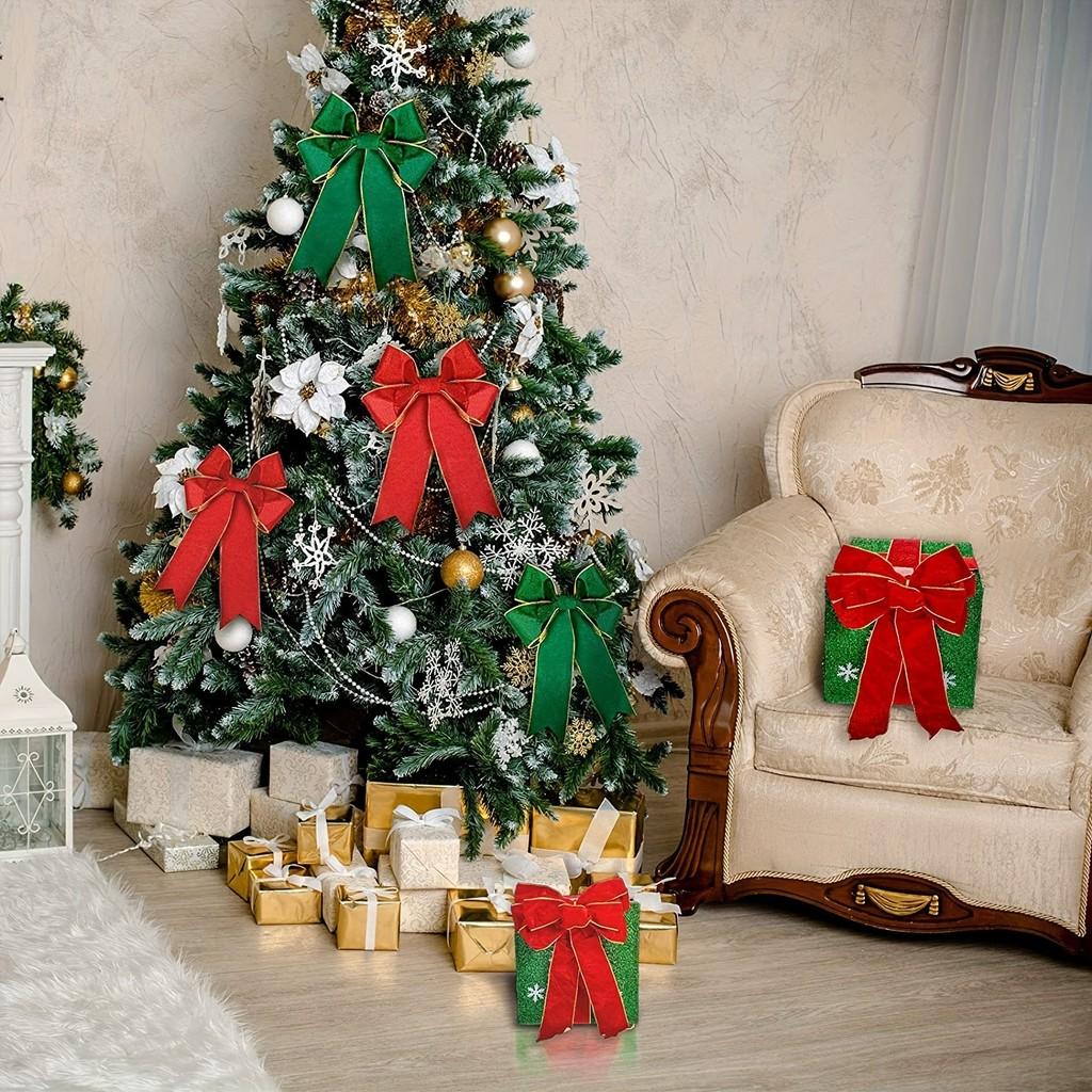 Christmas Decorative Polyester Ribbons In Rich Green And Red For Holiday Crafts