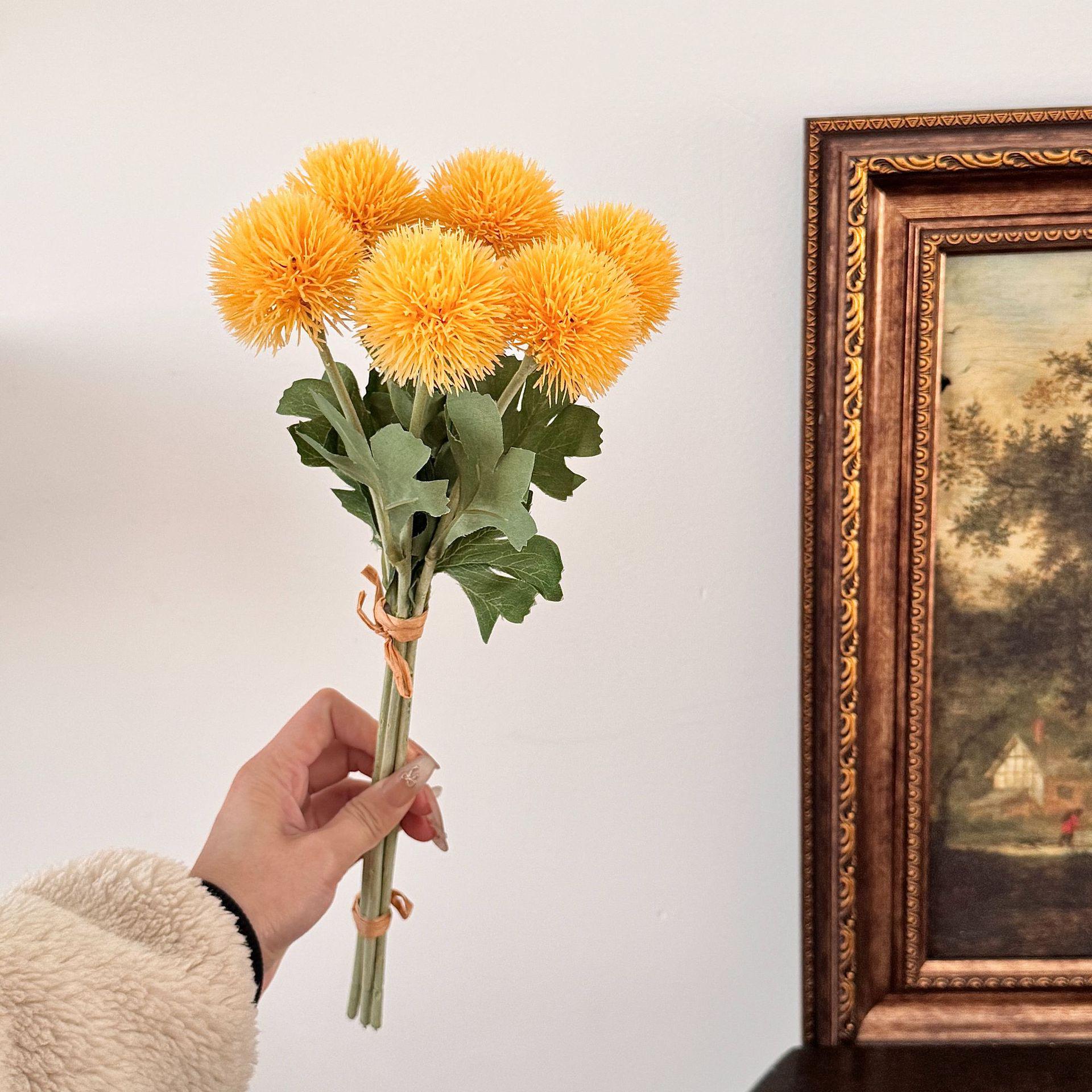 

Полевой одуванчик Помпон Аллиум Искусственные цветы - 6 штук для декора дома и свадебных букетов жёлтый