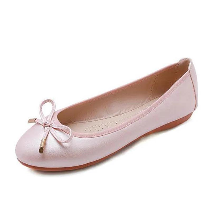 YAERNBig Size 42/43 Ladies Single Shoes Bowtie Flats Patent Leather Loafers Women Round Toe Roll-Up Shoes Woman Bridesmaid Flats