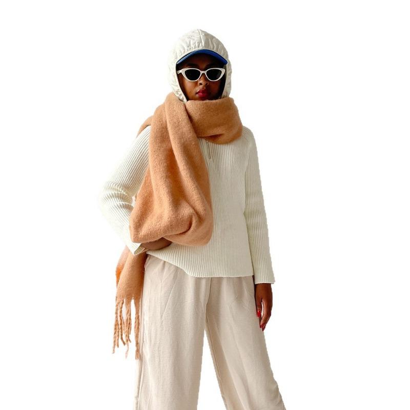 Solid Color Mohair Scarf New Scarf Vacuum Packaging Autumn and Winter Scarf Women