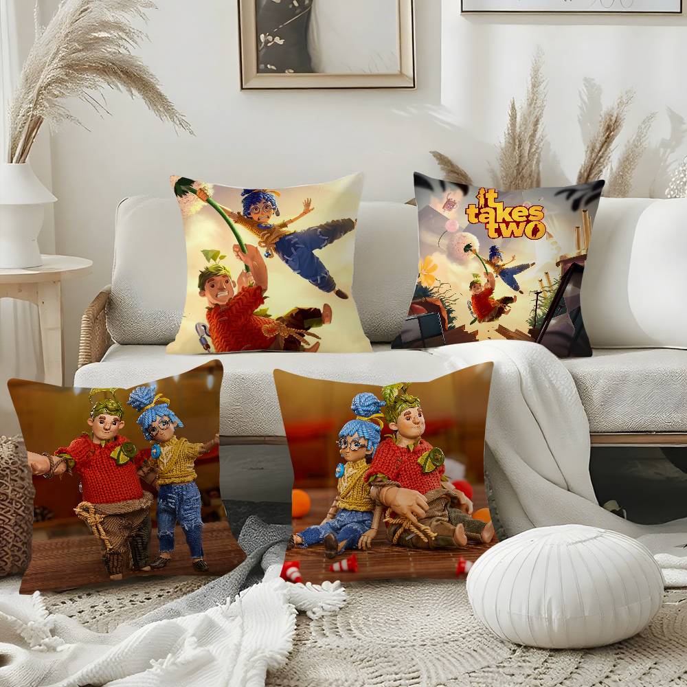 Kissenbezug Spiel It T-Takes Two Sofa Kurzer Plüsch Doppelseitiger HD-Druck Zimmer Home Office Geschenk Kissenhülle