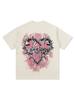 Washed Retro High Street Thorns Small Heavy Vintage Printed Short-Sleeved T-Shirt Retro Neckline Love Bottoming Shirt Cotton