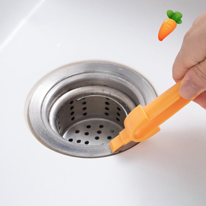Cute Carrot Shape 2-In-1 Garbage Clip Dust Stain Removal Shovel Kitchen Sink Cleaning Tools Bathroom Hair Catchers Clips