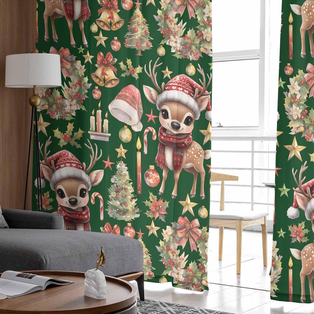 Jul- och Vinterklockgardiner för Vardagsrum Sovrum Heminredning Fönster Voile Tyllgardin Draperier