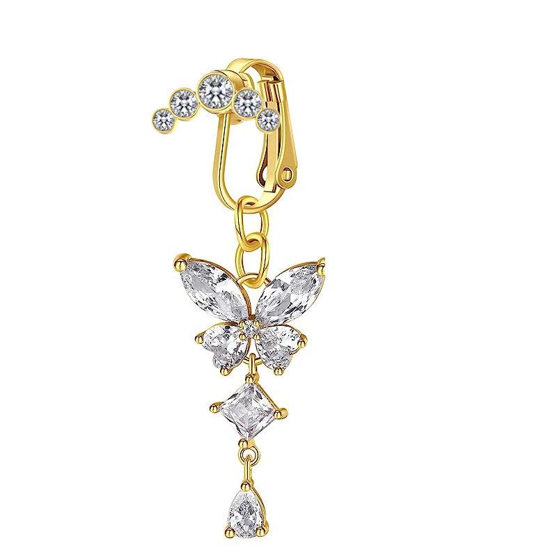 Butterfly Vermiculite Pendant Belly Button Rings From Perforated Navel Nails 5 Diamond S -Shaped Belly Belly Accessories