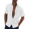 2024 Herrenhemden aus Baumwolle und Leinen, kurzärmelig, Stehkragen, lässig, Sommer, Zuhause, Alltag, US-Größe