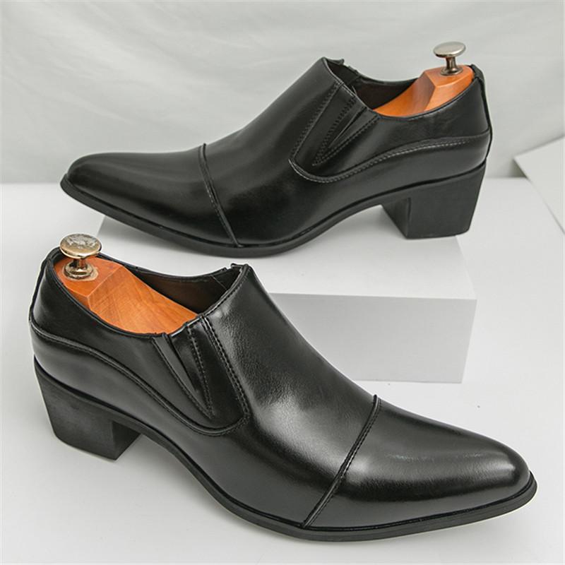 

Розкішний Дизайнерський Взуття-Елеватор З Лакованої Шкіри Кубинські Туфлі Для Чоловіків З Гострим Носком Взуття Без Шнурівки Лофери Весільне Взуття Взуття Для Випускного Вечора Формальне Взуття 38 чорний