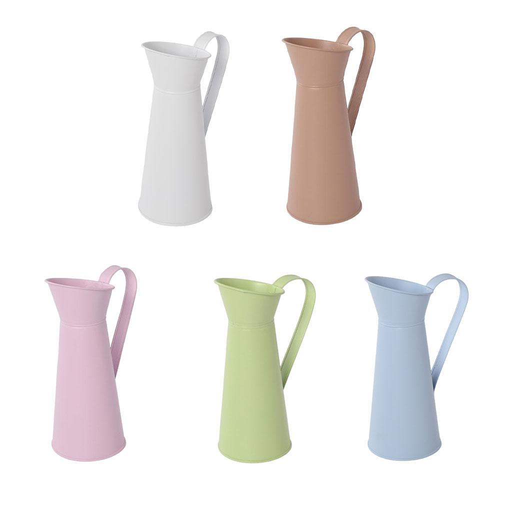 Metalowy dzban wazon na kwiaty Szykowny wiejski dzbanek dekoracyjny Galwanizowany metalowy wazon na kwiaty Biały wazon