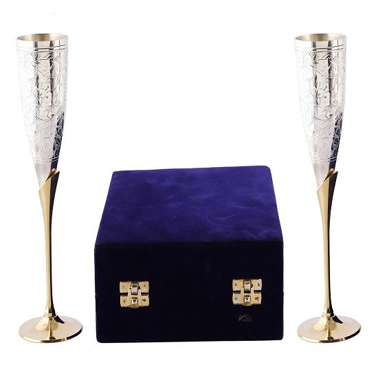 

Набор из 2 бокалов для вина, латунный бокал с гравировкой в коробке, посеребренный бокал