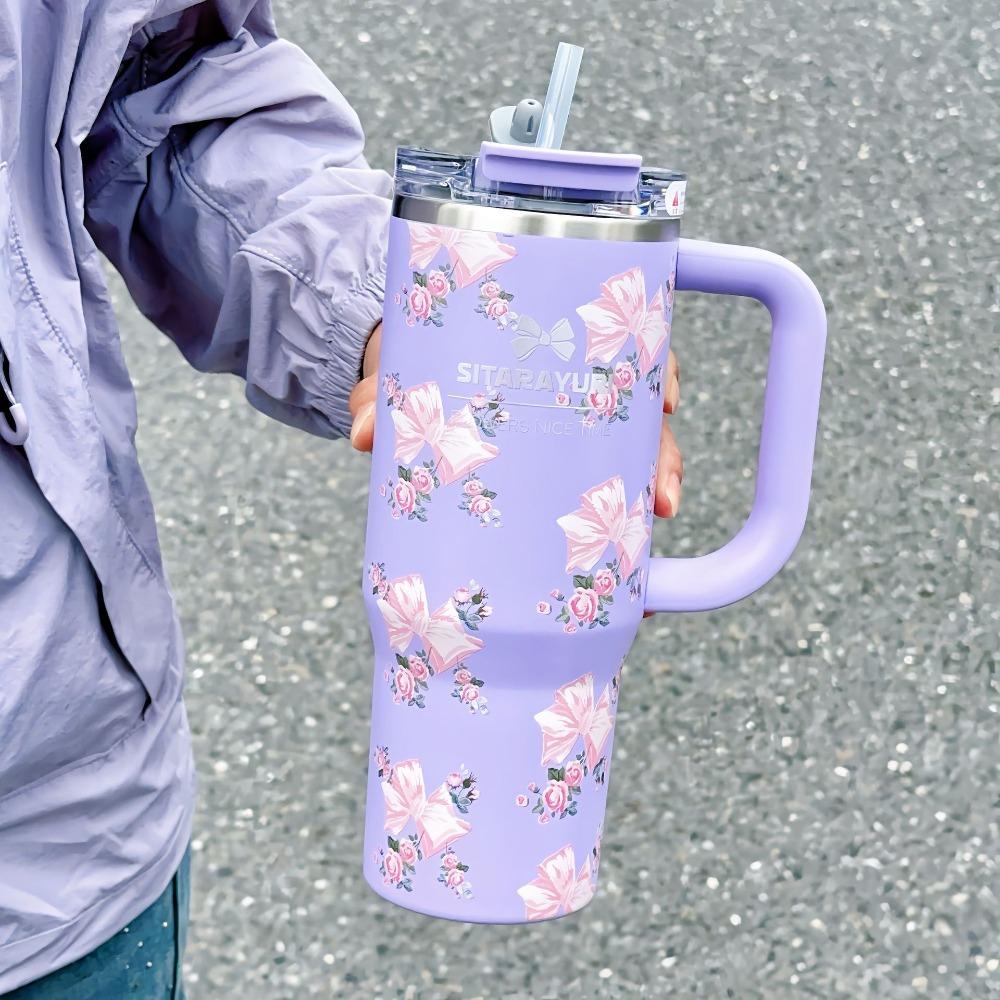 40oz Strohbecher 304 Edelstahl Auto Eisbecher Schleife Thermosbecher