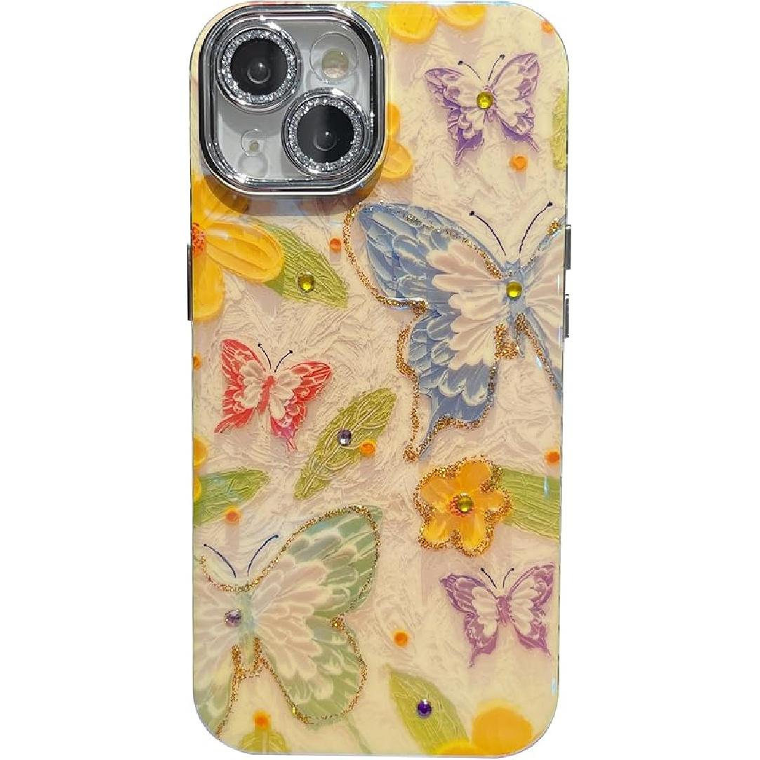 Caseative for iPhone 15 Case,Butterfly Pattern Pearl Compatible with iPhone Case (Green,iPhone 15) зелёный