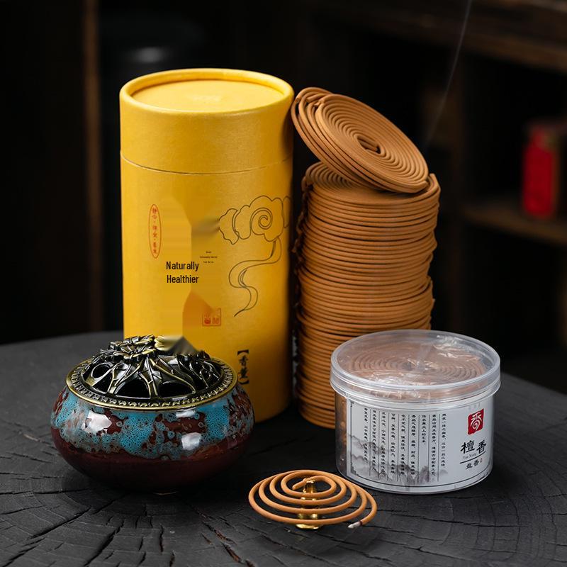 Jinfengxing Natural Sandalwood & Agarwood Indoor Coil Incense for Aromatherapy, Mosquito Repellent, and Odor Removal