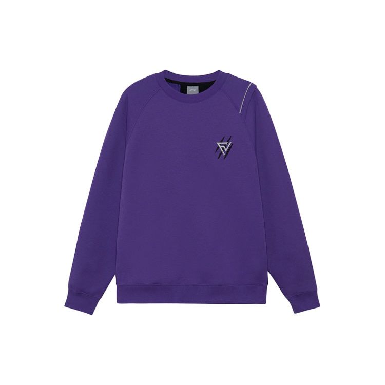 Li Ning Professional Basketball Series Fleece Lined Warm Spliced Pullover Long Sleeve Sweatshirt Unisex Sweatshirt Purple AWDRH51-2