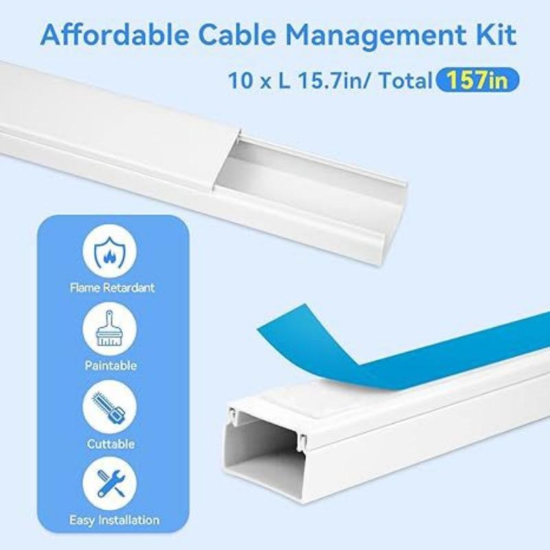 1 PAKET PVC kanal zemin montajı yüksek sıcaklık su geçirmez basmaya dayanıklı görünmez açık kanal (40cm × 10 adet + aksesuarlar)