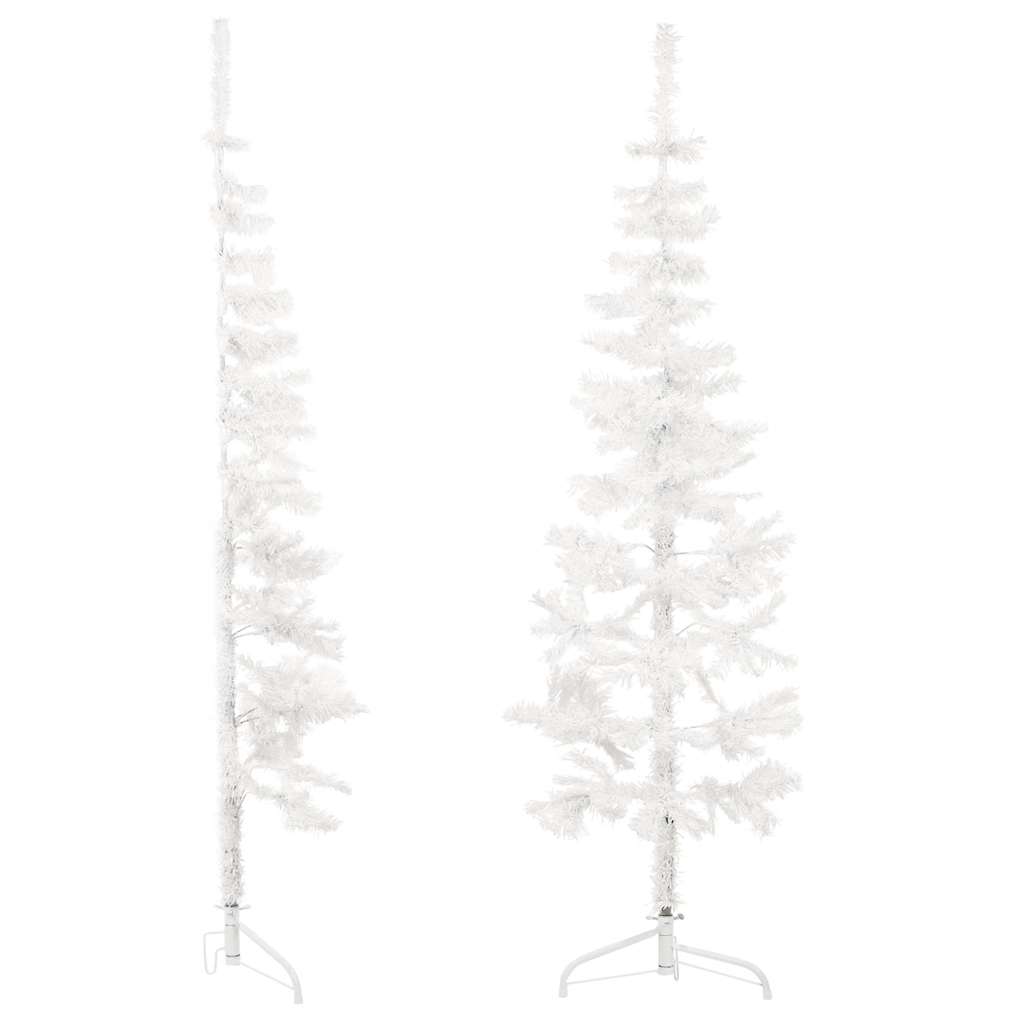 Artificial Half Christmas Tree with Stand Slim White 120 Cm