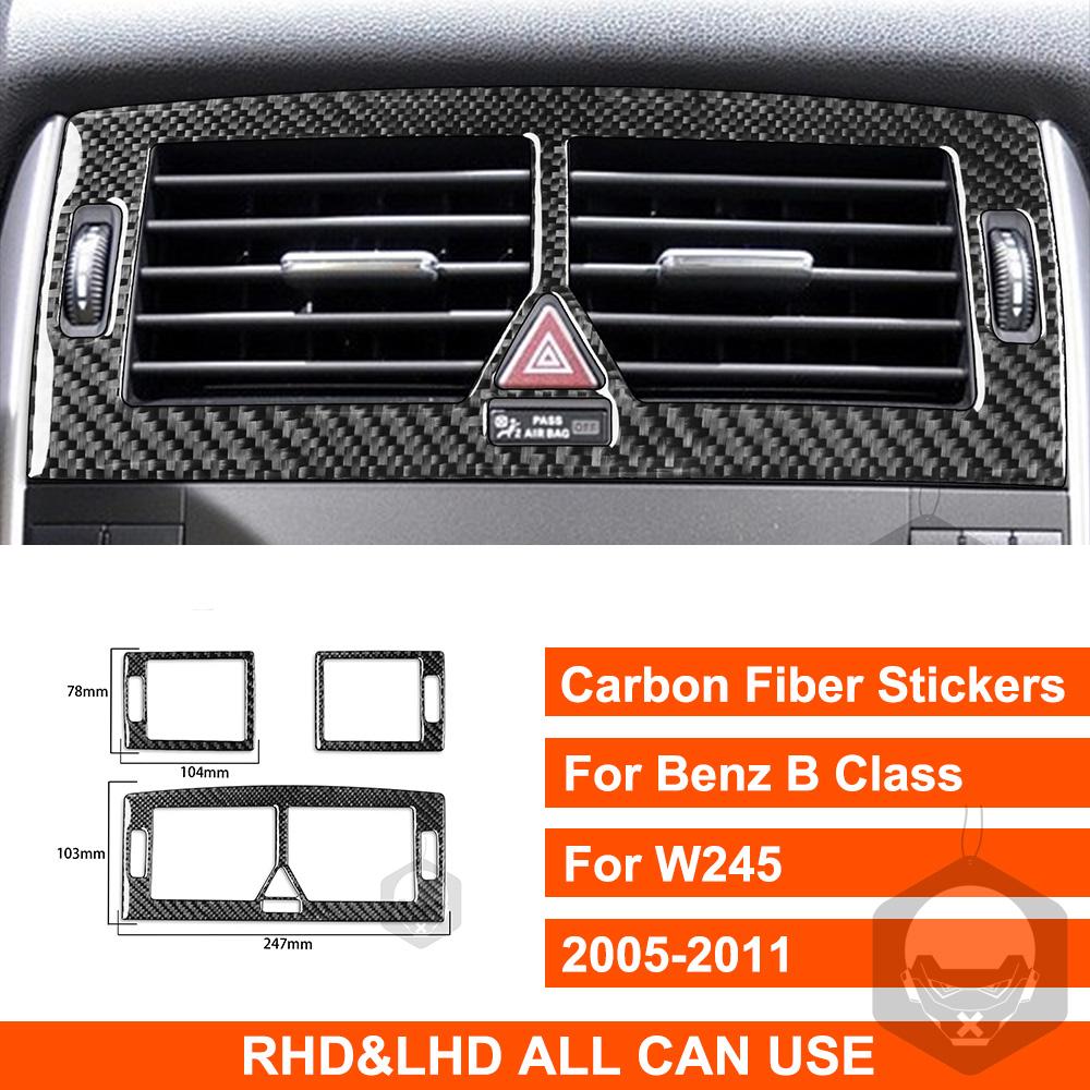 For Benz B Class W245 2005-2011 Real Carbon Fiber Sticker Air Conditioning Vent Panel Cover Car ide Decorative Accessories