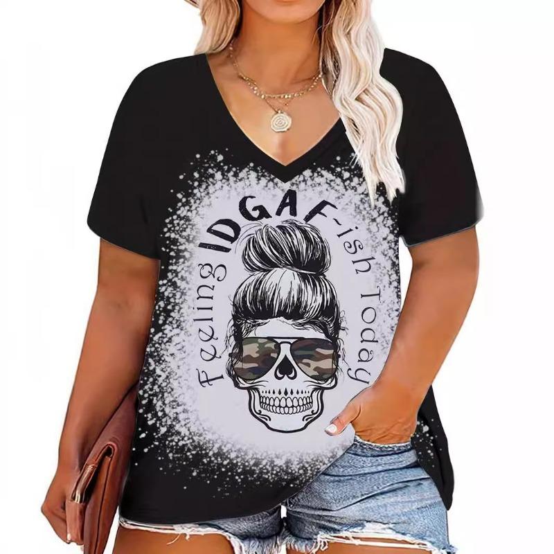 Sommer Damen V-Ausschnitt Übergröße Kurzarm T-Shirt trendige lockere T-Shirts Damen