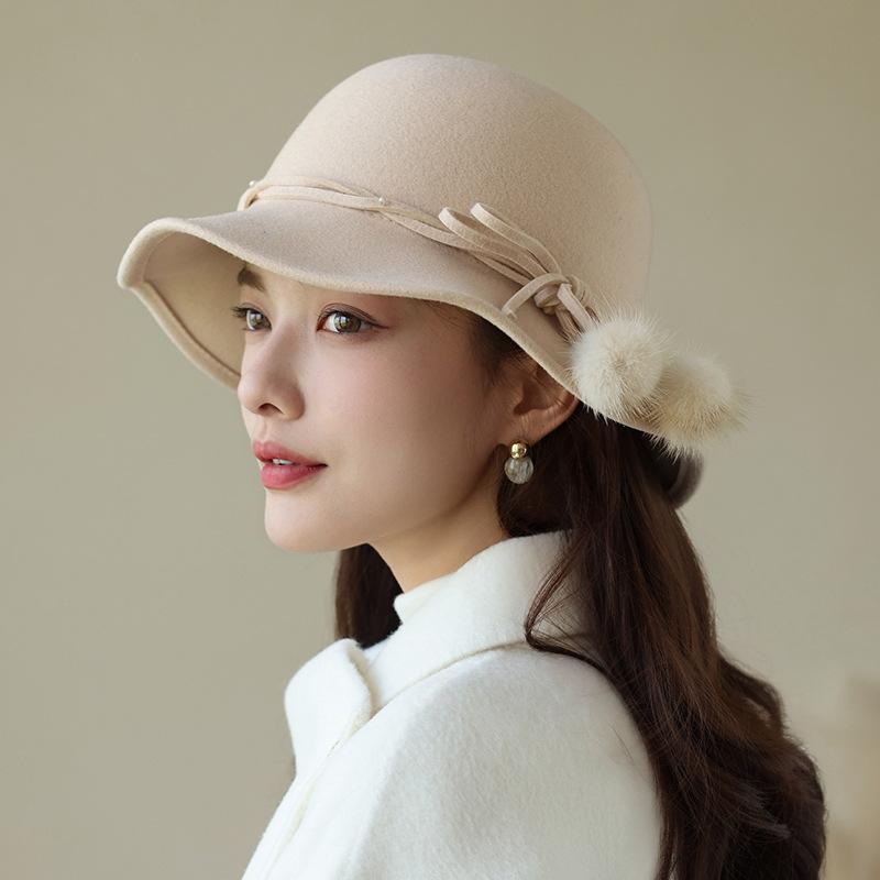 Autumn And Winter Hat Women'S New French Top Hat Women'S Fashion Versatile Wool Lady Hat Women'S Bucket Hat Women'S Winter