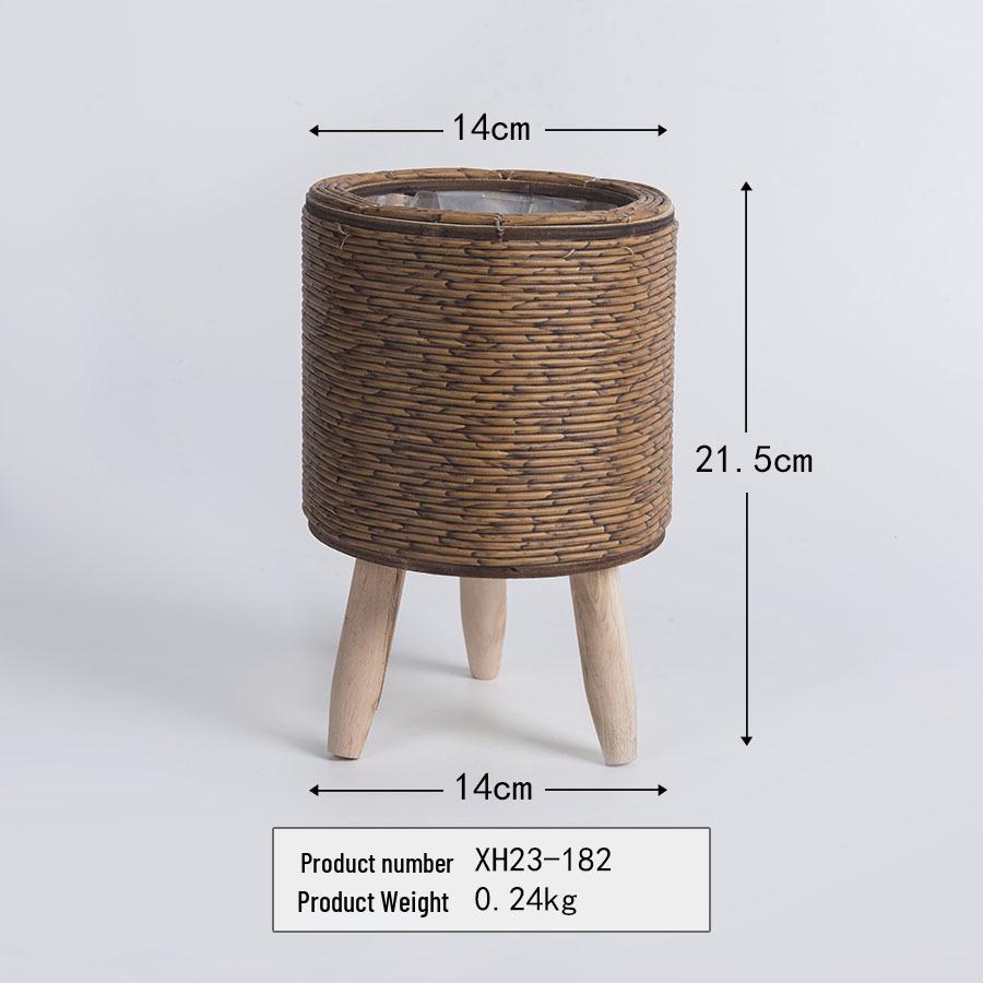 Nordic Rattan Woven Triangle Flower Stand Succulent Holder