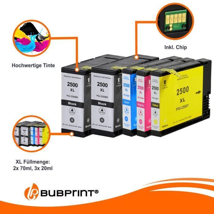 5 cartouches d'imprimante compatible avec canon pgi-2500xl b/c/m/y maxify mb4050