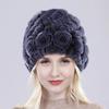 Hot Sell Women Winter Knitted Real Rex Rabbit Fur Hat Fluffy Natural Rex Rabbit Fur Cap Lady Good Elastic Genuine Fur Hats