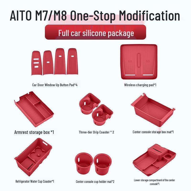 Fits 26 AITO M7/M8 Models: Central Control Wireless Charging Silicone Pad Upgrade Set