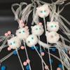 Giocattoli Interattivi Divertenti per Gatti Kawaii Peluche Nappa Bianca Campanellino Bacchetta Giocattolo per Gatti Giocattoli Bacchetta Nastro Stimolante Giocattoli per Gattini Giocattoli per Gatti