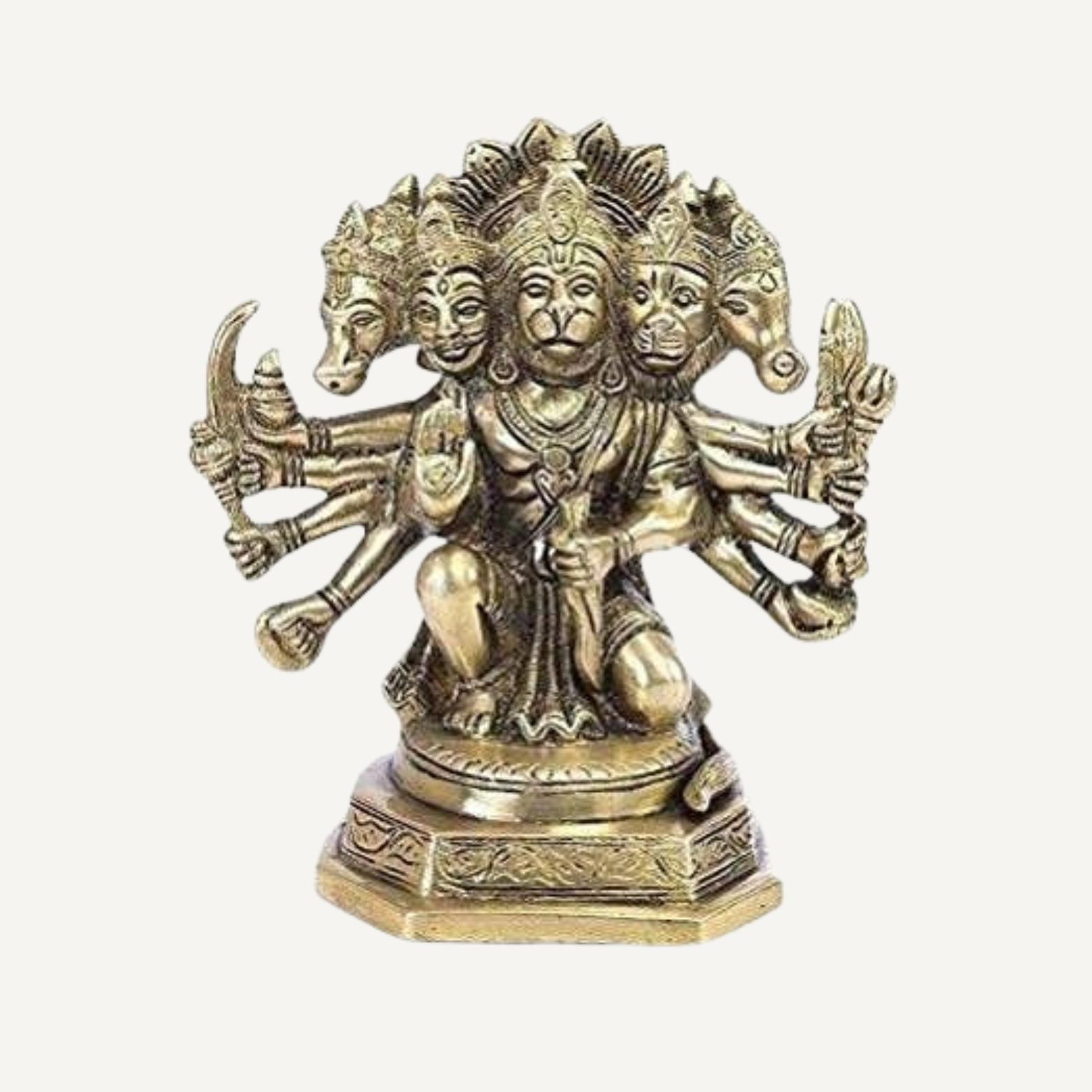 Panchmukhi Hanuman Ji Murti In Standing Position, Made Bajrang Bali Idol, Brass